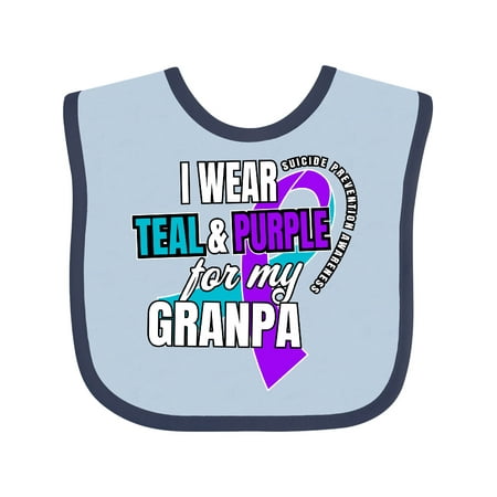 

Inktastic Suicide Prevention I Wear Teal and Purple for My Granpa Gift Baby Boy or Baby Girl Bib