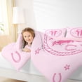 thumbnail image 4 of jejeloiu Chic Western Cowgirl Twin Comforter Sets,Pink Horseshoe Stars Bedding Set For Girls Kids Reversible 2pcs, 4 of 8