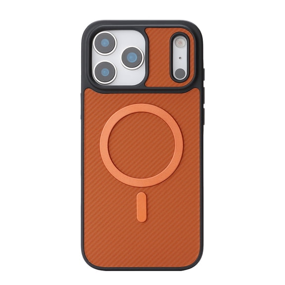 For iPhone 16 Plus Magnetic Phone Case,Fiber Pattern PU Leather Back,Compatible with Mag-Safe,Shockproof Anti-fall Drop Protection Anti-Scratch Ultra Slim Durable Phone Case,Brown