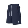 thumbnail image 2 of Men's Shorts Athletic Men Running Shorts Lee Cargo Shorts for Men Solid Color Casual Holiday Breathable Zipper Shorts Pockets Pants Navy XL, 2 of 4