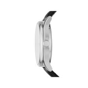 GEORGE Men's Watch: Silvertone Case, White Easy Read Dial, Black Vegan Leather Band (FMDOGE025)