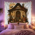 thumbnail image 2 of Halloween Cottage Door With Pumpkins and Bats, Cozy Gothic Style for Gothic Decor Fans, Spooky Wall Art, Halloween Gift, Tapestry Wall Hanging for Entryway and Living Room, 2 of 6