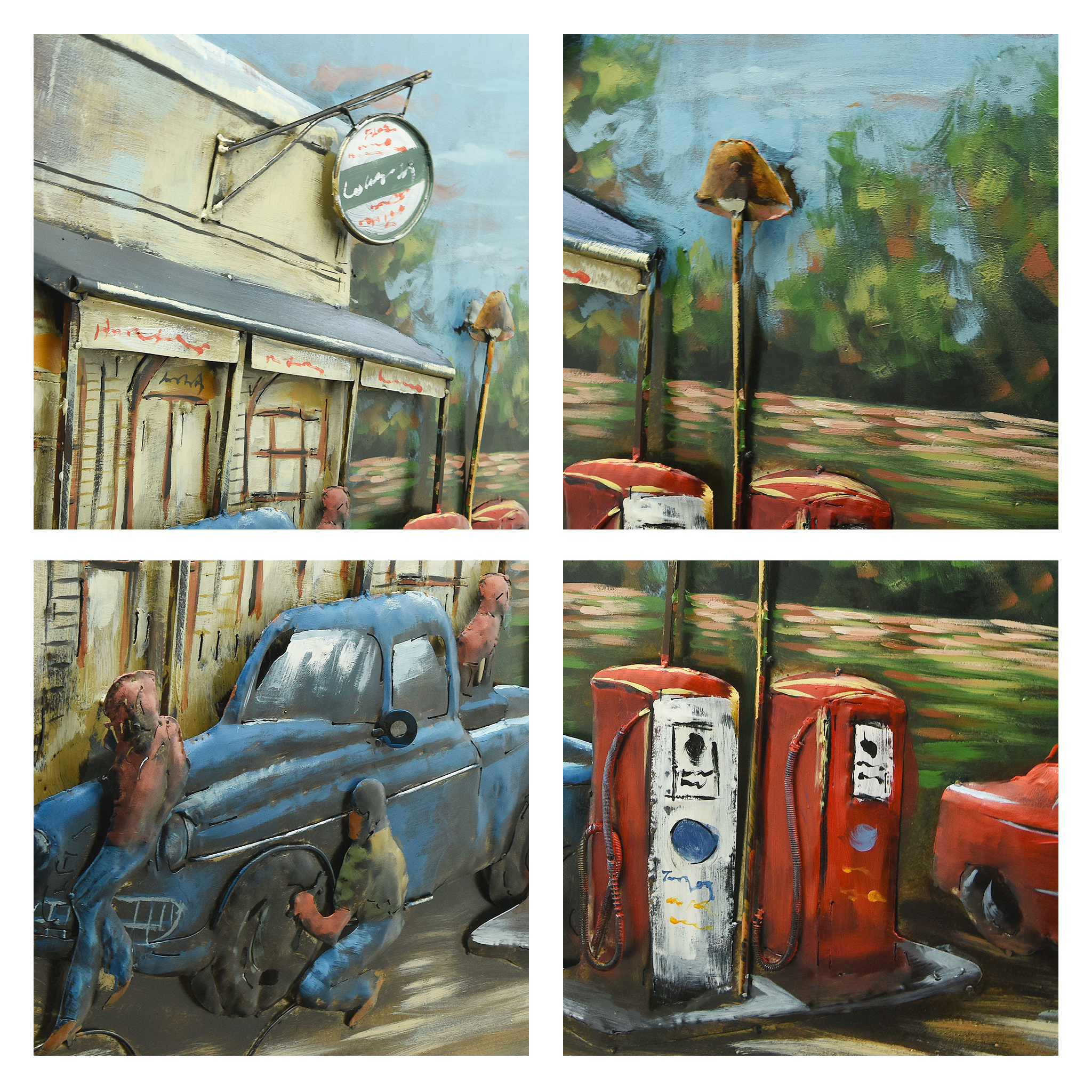 Empire Art Direct Gas Station Hand Painted 3D Metal Wall Art, 32" x 48" x 2.4", Ready to Hang