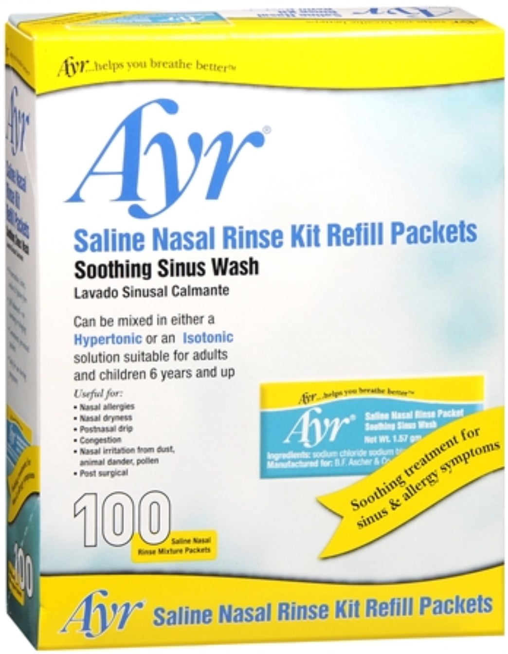 Ayr Sinus Rinse Refill Packets 100 Each (Pack of 2)