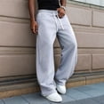 thumbnail image 5 of Men Baggy Sweatpants Wide Leg Heavyweight Comfy Lounge Slacks Loose Fit Track Pants Light Gray XL, 5 of 9