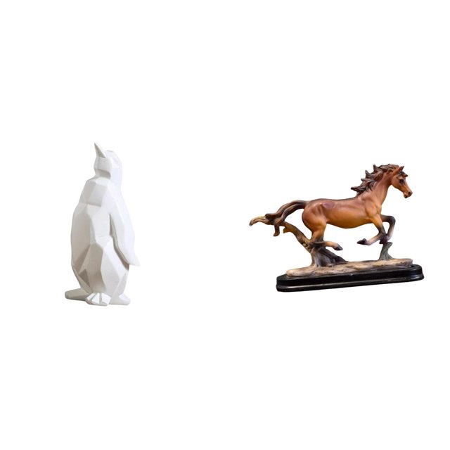 Estatua Coleccionable De Pingüino Y Caballo, Figura Decorativa De Resina, Ideal Para Escritorio, Mesa, Dormitorio, Oficina, Sala De Estar, Estantería O Decoración Del Hogar.