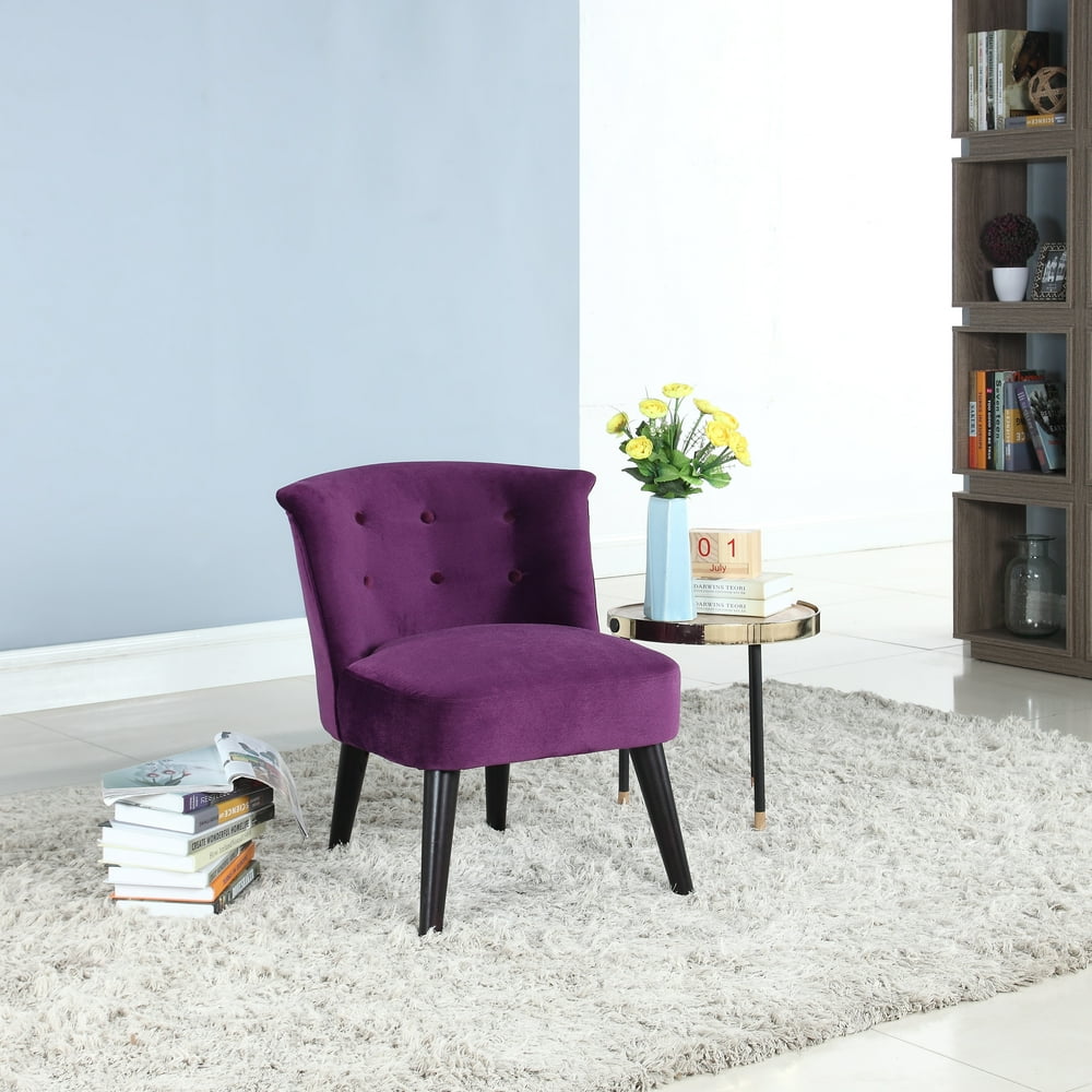 Vanity Chair in Microfiber Velvet with Button Accents, Purple - Walmart.com - Walmart.com