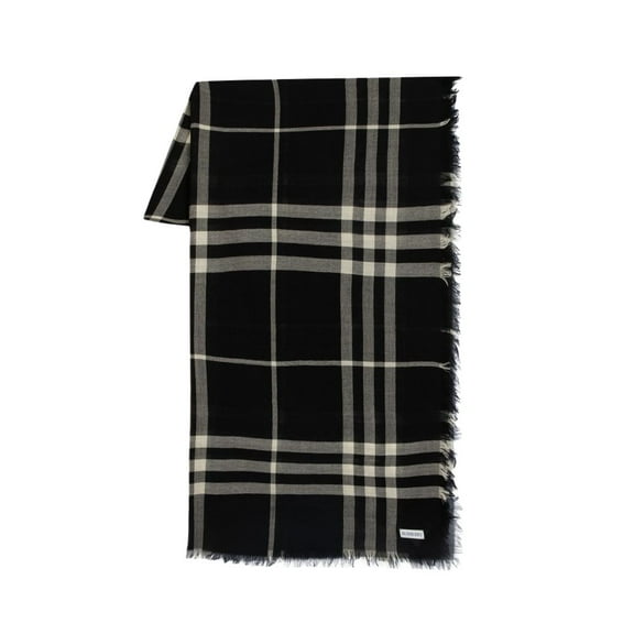 Burberry Wide Check Wool Scarf, Black