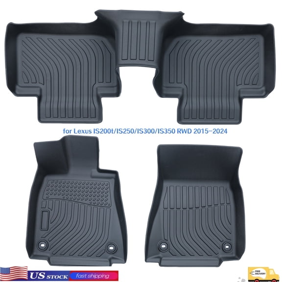 3Pcs/Set Car Floor Mats for Lexus IS200t/IS250/IS300/IS350 RWD 2015-2024 All-Weather Automotive Floor Mats Waterproof Heavy Duty Car Mats Flexible Floor Liners