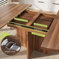 thumbnail image 4 of 43.3"-59" Extendable Dining Table for 4-8, Round to Oval Kitchen Table with Hidden Storage & Sturdy Cross Base, Modern Dinner Table for Dining Room Living Room, Removable Leaves, Walnut, 4 of 9
