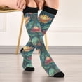 thumbnail image 5 of FORMRS Womens Knee High Socks Casual Long Thick Travel Daily Wear, 2 Pairs, Art Water Lilies Pattern, 5 of 6