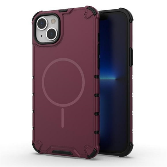 For iPhone 14 Funda [Compatible con Airbag de Grado Militar MagSafe] Funda Protectora para Teléfono de Color Sólido Anticaída, Rojo Vino, For iPhone 14