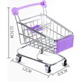thumbnail image 2 of Mini carrito de compras, carrito de mano para supermercado, modo de carrito de utilidad, juguete de almacenamiento (azul y morado), 2 uds., 2 of 5