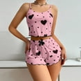 thumbnail image 4 of Womens Strawberry Print Pajama Set Summer Cute Crop Cami and Shorts Ribbed 2 Piece Lounge Sets Pink S, 4 of 6