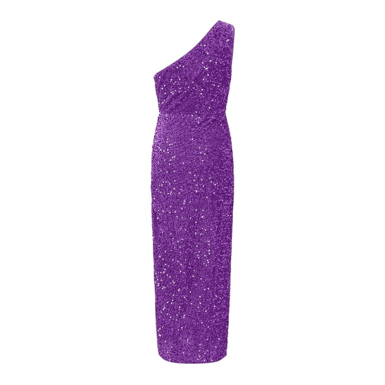 knee length dresses for ladies Asos Edition Sequin Wrap Midi Dress In Purple main image 0
