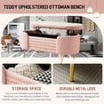 thumbnail image 3 of Tabaray 45.3” Storage Ottoman Bench with Lift Top Design, Modern End of Bed Bench with Upholstered Sherpa Fabric, Toy Storage Bench for Bedroom, Living Room (Pink), 3 of 14