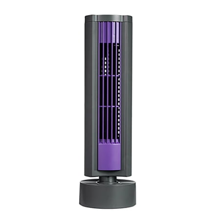 2026 Tower Fan With LED Display & Purple Ambient Light Portable Bladeless Desk Fan Quiet 1 Speed Oscillating Fan For Home Bedroom
