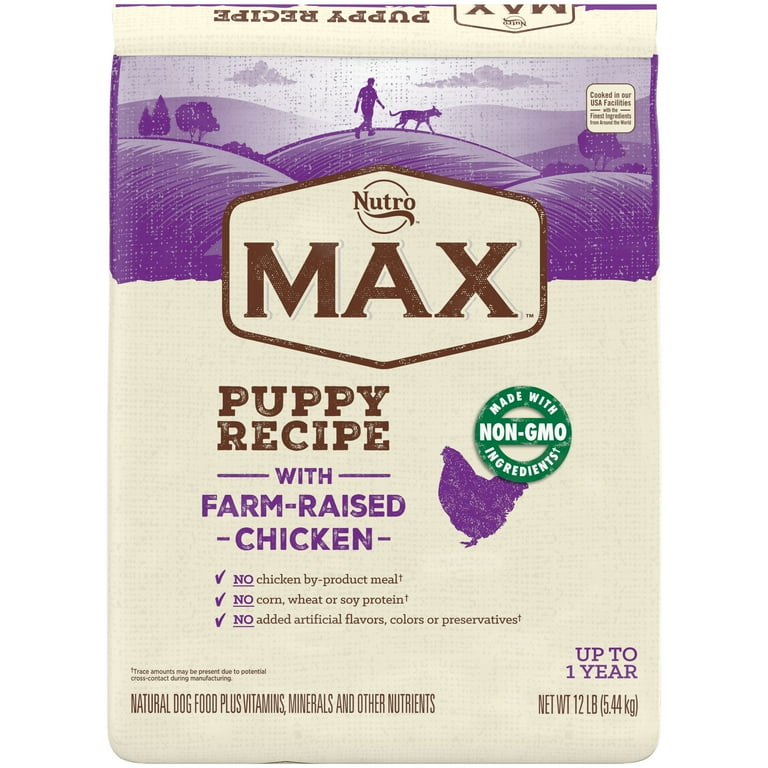 Nutro Max Puppy Recipe Dry Dog Food With Farm Raised Chicken 12 Lb Bag Walmart