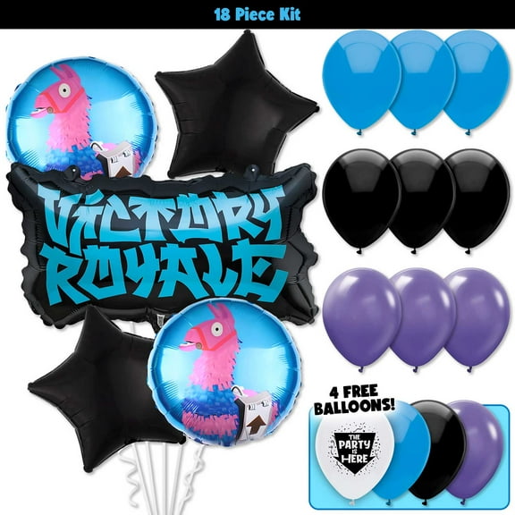 18pc Fort Game Victory Royal Balloon Kit - Kids Video Game Birthday Party Decoration Supplies
