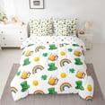 thumbnail image 2 of Feelyou Happy St. Patrick's Day Kids Bedding Comforter Set 7pcs, Seasonal Spring Holiday Queen Bedding Sets, Cartoon Shamrock Reversible Queen Sheet Sets, Luxury Bedroom Decor, 2 of 7