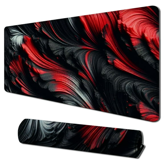 nygtbtfer Red Black Wood Grain Mouse Pad with Wrist Rest Support,Cute Custom Gaming Made Non Slip Rubber Base Mousepad, Ergonomic Mouse Wrist Rest Pad Computer Laptop Mousepad 31.5x11.8 in