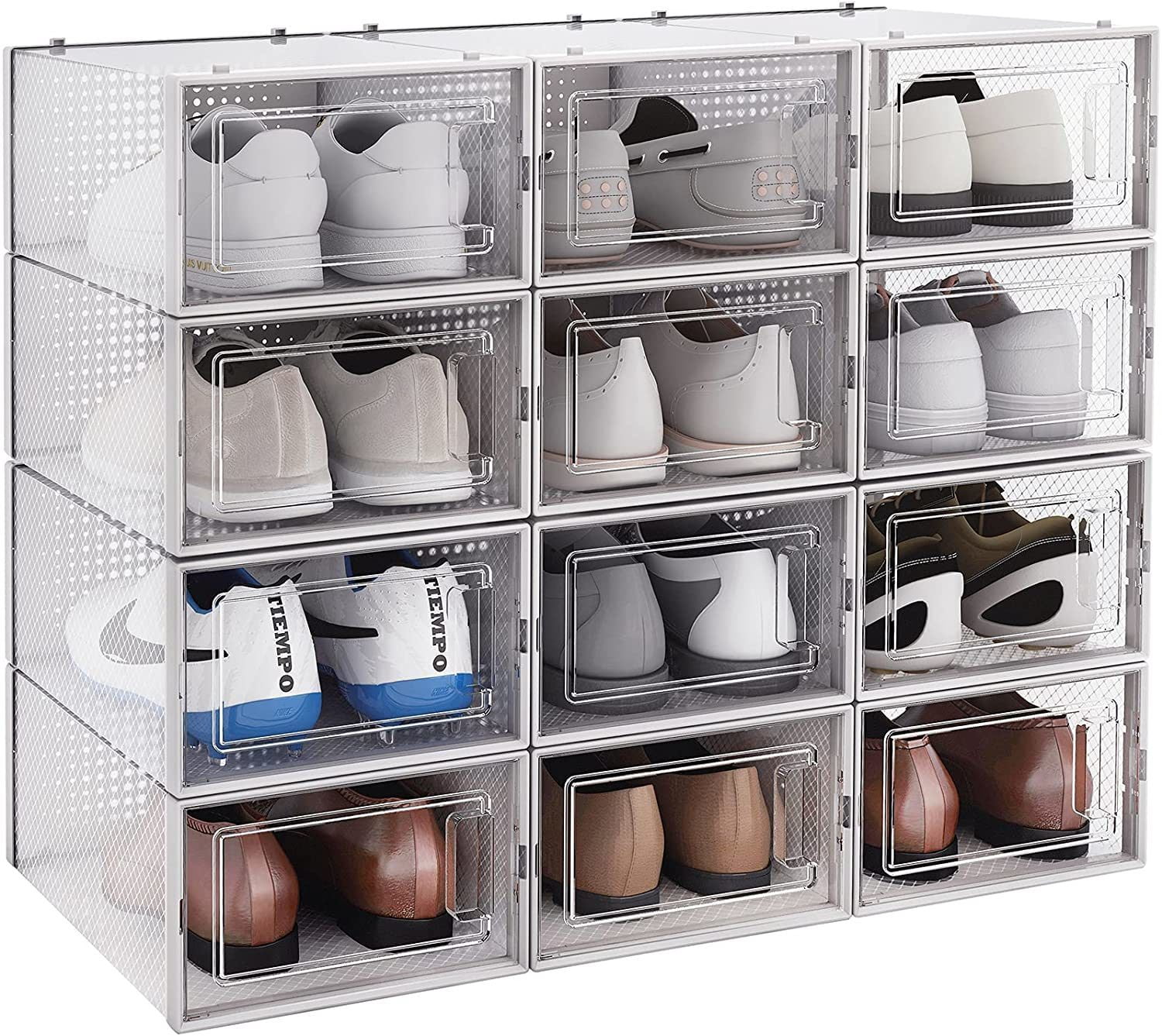 Storage Bins Shoe Container Organizer, Foldable Shoe Box, Stackable