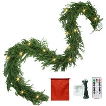 6FT Pre-lit Norfolk Pine Garland with 35 LED Lights – Extra Full 80 Branches Real Touch Artificial Christmas Garland for Fireplace,Stairs,Indoor Outdoor Holiday Winter Decor
