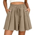 thumbnail image 2 of Yievot High Waisted Ruffle Skorts for Women Drawstring Elastic Waist Loose Fit Summer Beach Vacation Casual Shorts, 2 of 6
