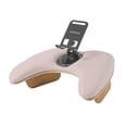 thumbnail image 1 of Reposabrazos para uñas con soporte para teléfono giratorio de 360 degree, reposamanos profesional de cuero sintético. Café, 1 of 7