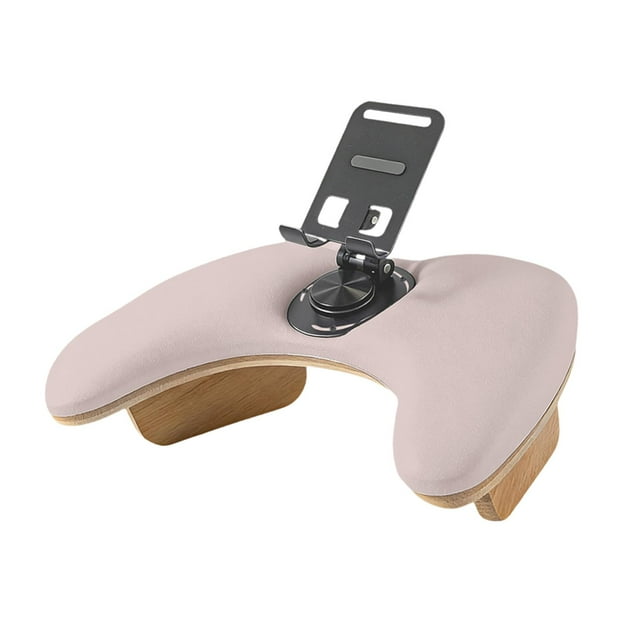 Reposabrazos para uñas con soporte para teléfono giratorio de 360 degree, reposamanos profesional de cuero sintético. Café