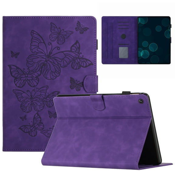 TECH CIRCLE Case for Fire HD 10 (9th/7th/5th Generation, 2019/2017/2015) Tablet 10.1" - Magnetic Folio Cute Case with Auto Sleep Wake /Card Holder /Adjustable Viewing Stand Angles (Butterfly Purple)
