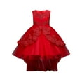 thumbnail image 5 of CPNG Girls' Vibrant Sleeveless Embellished Lace & Tulle High-Low Flower Girl Dress – Elegant Bodice with Intricate Embroidery, Flowy Ball Gown Skirt for Weddings, Birthday Parties, 5 of 7