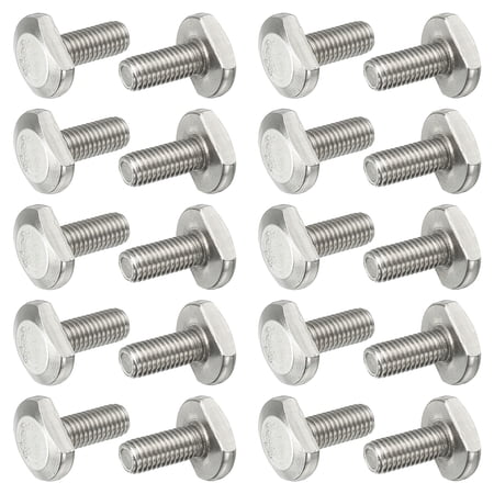 M8x20mm T Slot Bolts 304 Stainless Steel Drop-in Bolt T Shape Stud Sliding Screw Silver 20 Pcs