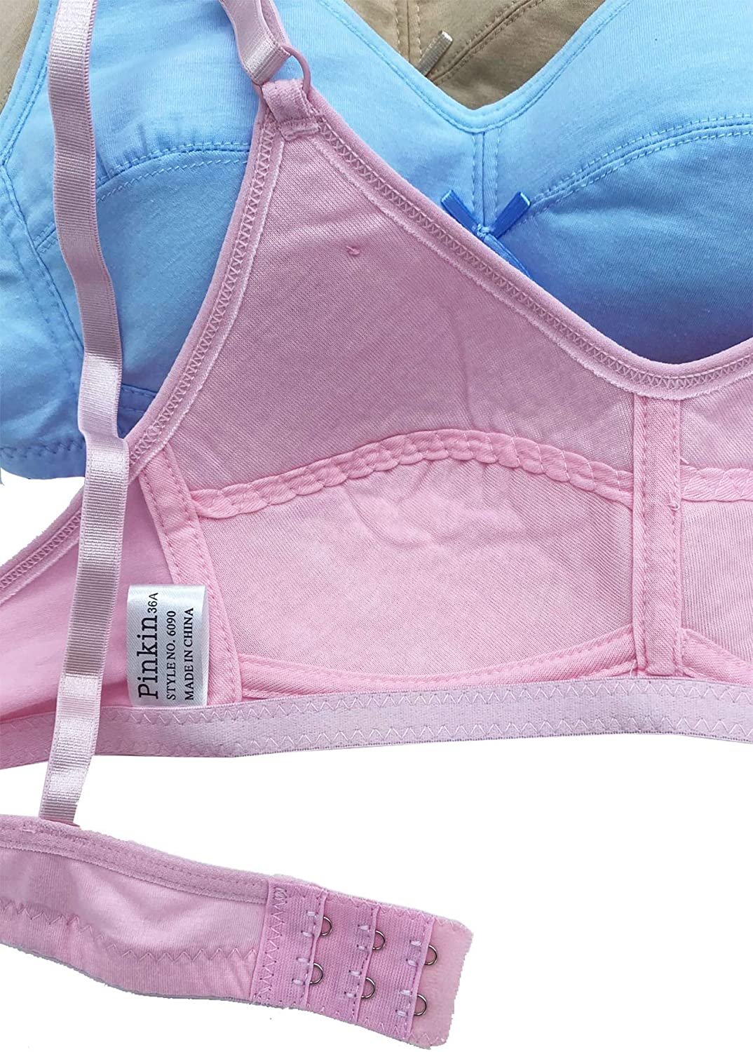 6 Pieces Wire Free No Padding Teenager Girl Cotton Junior Training Bra A Cup (30A, 58012)