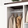 thumbnail image 3 of ChVans 70" Farmhouse 2 Door Armoire Wardrobe With 2 Drawers, Hanging Rod And 2 Adjustable Shelves For Bedroom, White Brown, 3 of 8