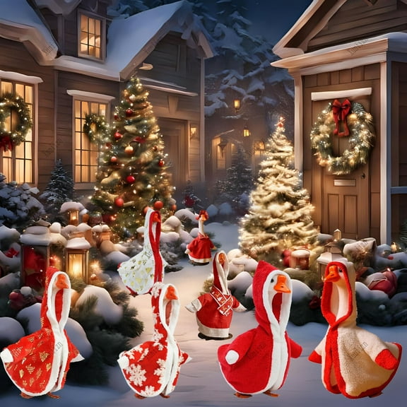 Xuniizn Christmas Porch Goose Outfits, 23" Festive Clothing Costume for Garden Goose Statue, Goose Clothes for Christmas Yard Decorations, Outdoor Christmas Decorations Gifts