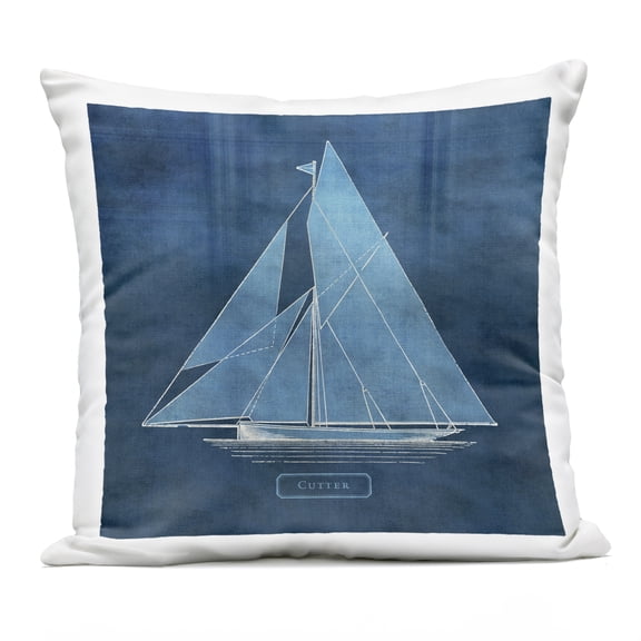 Stupell Industries Maritime Cutter Sailboat Design by Susan Arnot Outdoor Printed Pillow