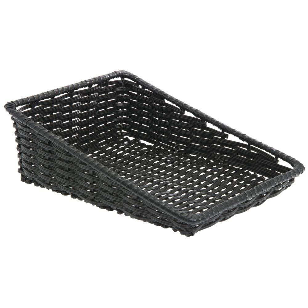 HUBERT Wicker Look Tapered Storage Basket, Rectangular Black- 11 1/2"L x 16"D x 1 1/2" to 5"H