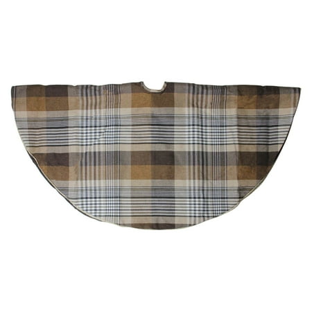 Brown Tree Skirt Northlight 48 in. Woodland Rustic Brown Plaid Christmas Tree Skirt with Gold Trim ()