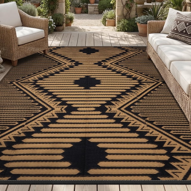 RESARE-Outdoor Rug-Patio Rug 5x8 ft Boho Waterproof Outdoor Carpet RV Deck Camping Portable Boho Rugs for Outdoor Area Rug Picnic Backyard