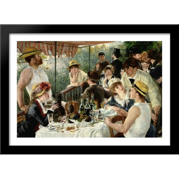 The Luncheon of the Boating Party 40x28 Large Black Wood Framed Print Art by Pierre Auguste Renoir