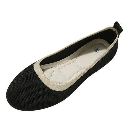 IUJSOY Womens Ballet Flat Shoes Knit Dress Shoes Round Toe Slip on Walking Flats Soft Sole Shoes