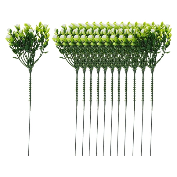 Hytrove 12Ud White Artificial Baby's Breath Flower Stems for Wedding Party and Household Decor