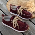 thumbnail image 5 of Modisza Womens Suede Loafers Lace up Slip on Comfortable Flat Shoes Business Casual Dressy Round Toe Walking Sneakers size 9 Red, 5 of 7