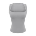 thumbnail image 4 of Soyumi Square Neck Tank Tops for Women, Seamless Double Lined Slim Fit Fitted Cute Sleeveless Shirts Basic Summer Going Out Y2K Dressy Tops, Light Ashy, 4 of 8