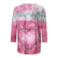 thumbnail image 5 of Viikei Women's Long Sleeve Knit Crewneck Casual,Women's Valentine's Day Print Fashion Tees Casual Crewneck 3/4 Sleeve Loose T-Shirt Ladies Tops Blouses Shirts Pink XXL, 5 of 5