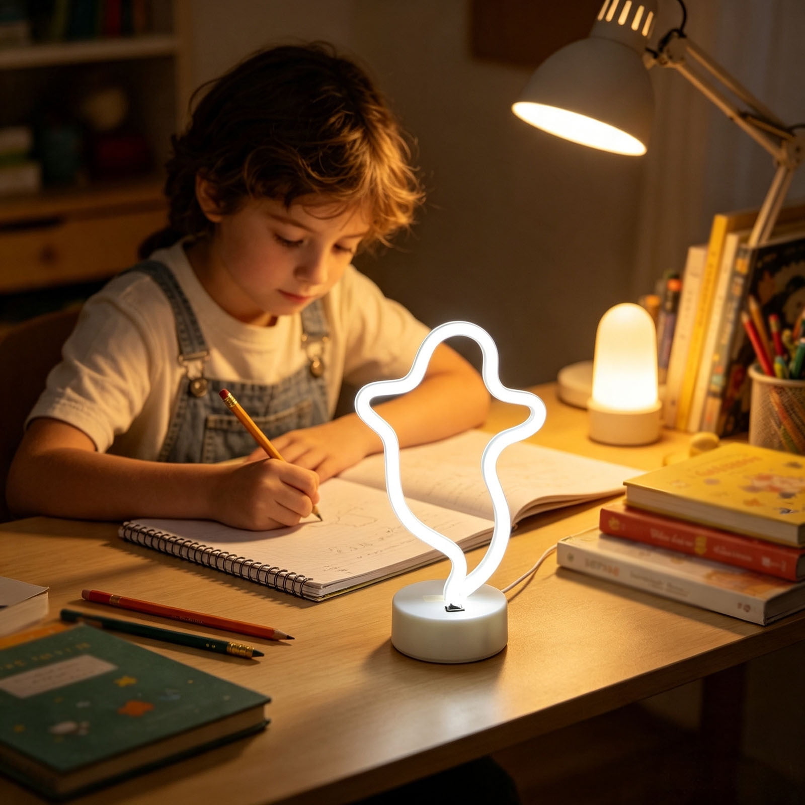 LED Neon Lamp Cute Ghost Neon Sign Light USB & Battery Operated Decorative Night Light for Bedroom Girls Room Birthday Party Home Ornament