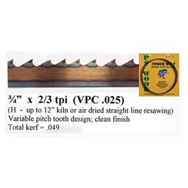 Timber Wolf 1/2" X 3/4VPC Veneer Band Saw Blade (131.5" Length) - For Resawing, Veneer Slicing & Curves