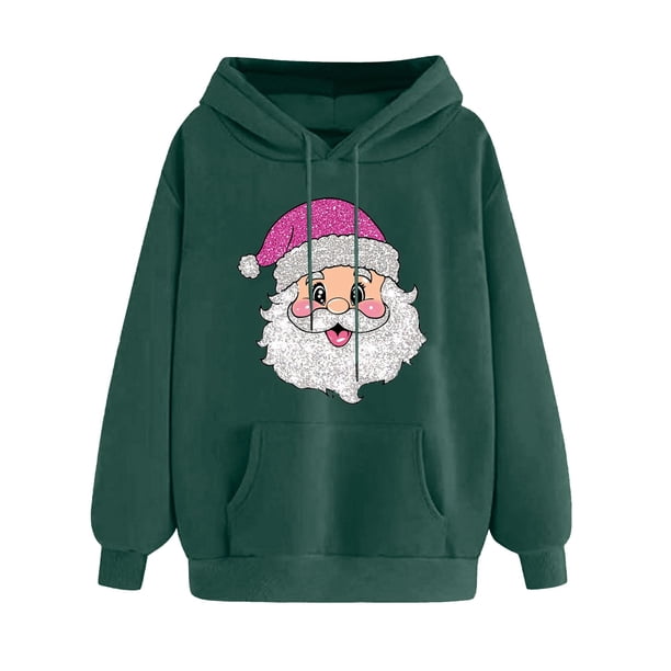 WILLBEST Sudadera Navideña para Mujer con Estampado Navideño, Cuello Redondo y Manga Larga, Estilo Casual y con Capucha Chica