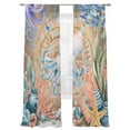 thumbnail image 2 of Octopus Coastal Sheer Curtains 84 Inches Long 2 Panels Set, Window Sheer Curtains for Living Room/Bedroom, Summer Nautical Starfish Coral Brown Anchor Light Filtering Rod Pocket Curtain 52''x84''x2, 2 of 8